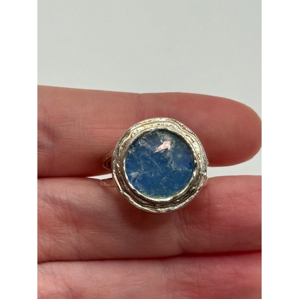 Luli Hamersztein Sterling Silver Roman Glass Ring Size 7